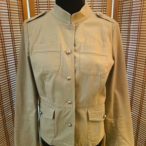 Mossimo Stretch Tan Military-style Khaki Safari Utility Jacket, size M